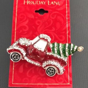 Holiday Lane Christmas Truck with tree brooch